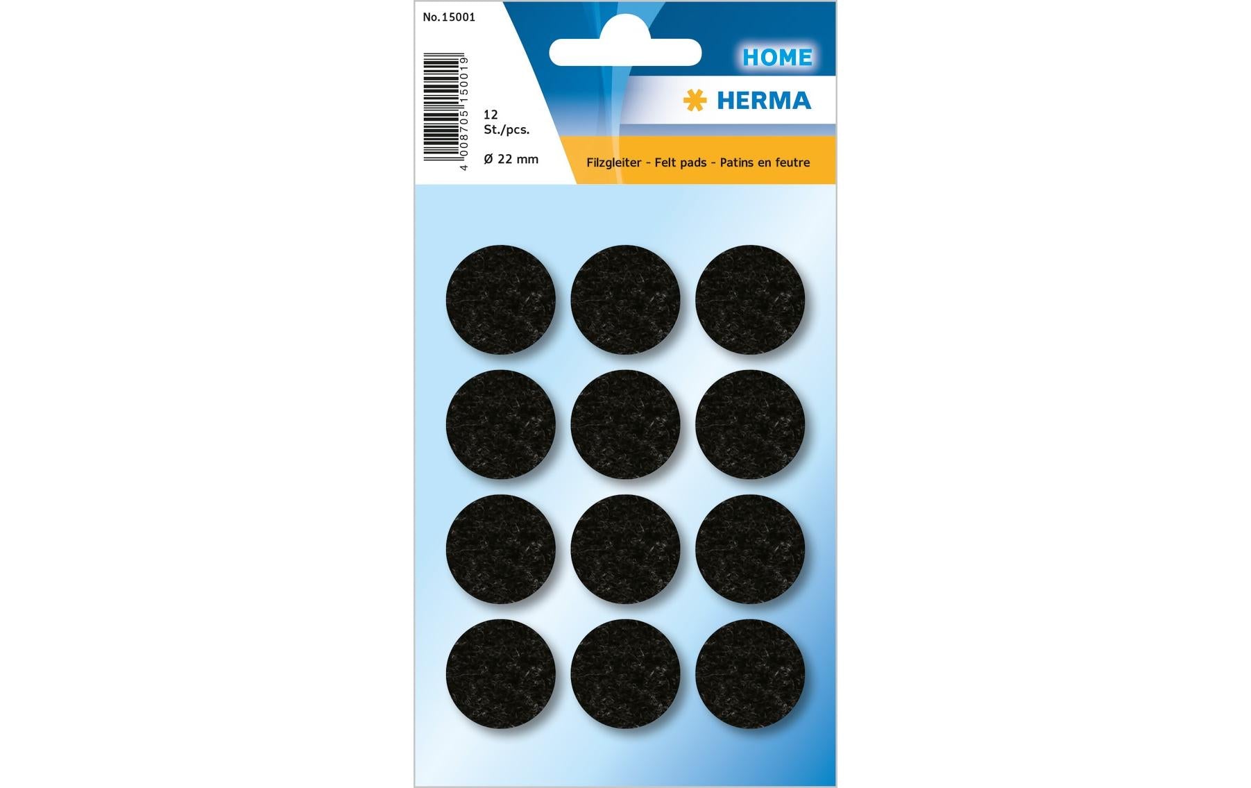 HERMA Filzgleiter Ø 22 mm – Filz – schwarz – 12 Stück