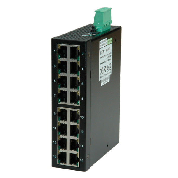 ROLINE Industrie Switch – 16×Fast Ethernet (10/100), Hutschiene, Schwarz