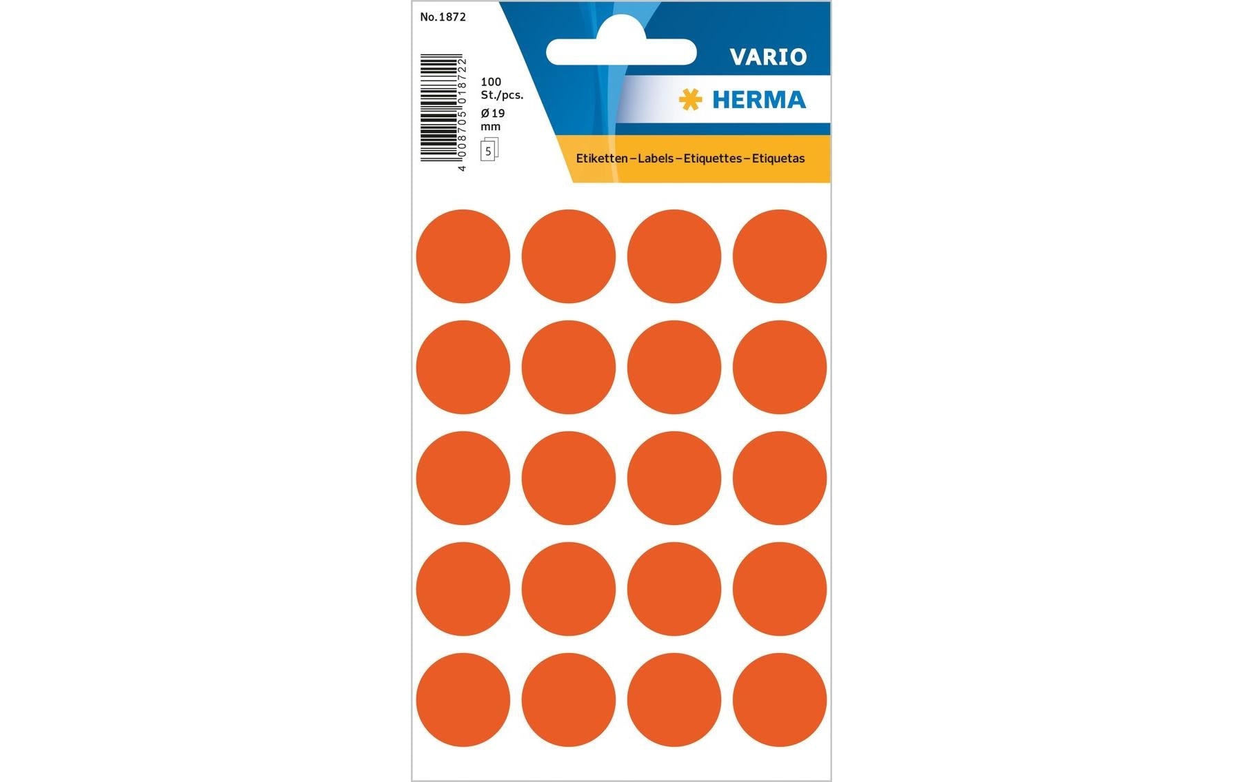 HERMA Farbpunkte – Ø 19 mm, rot, Papier