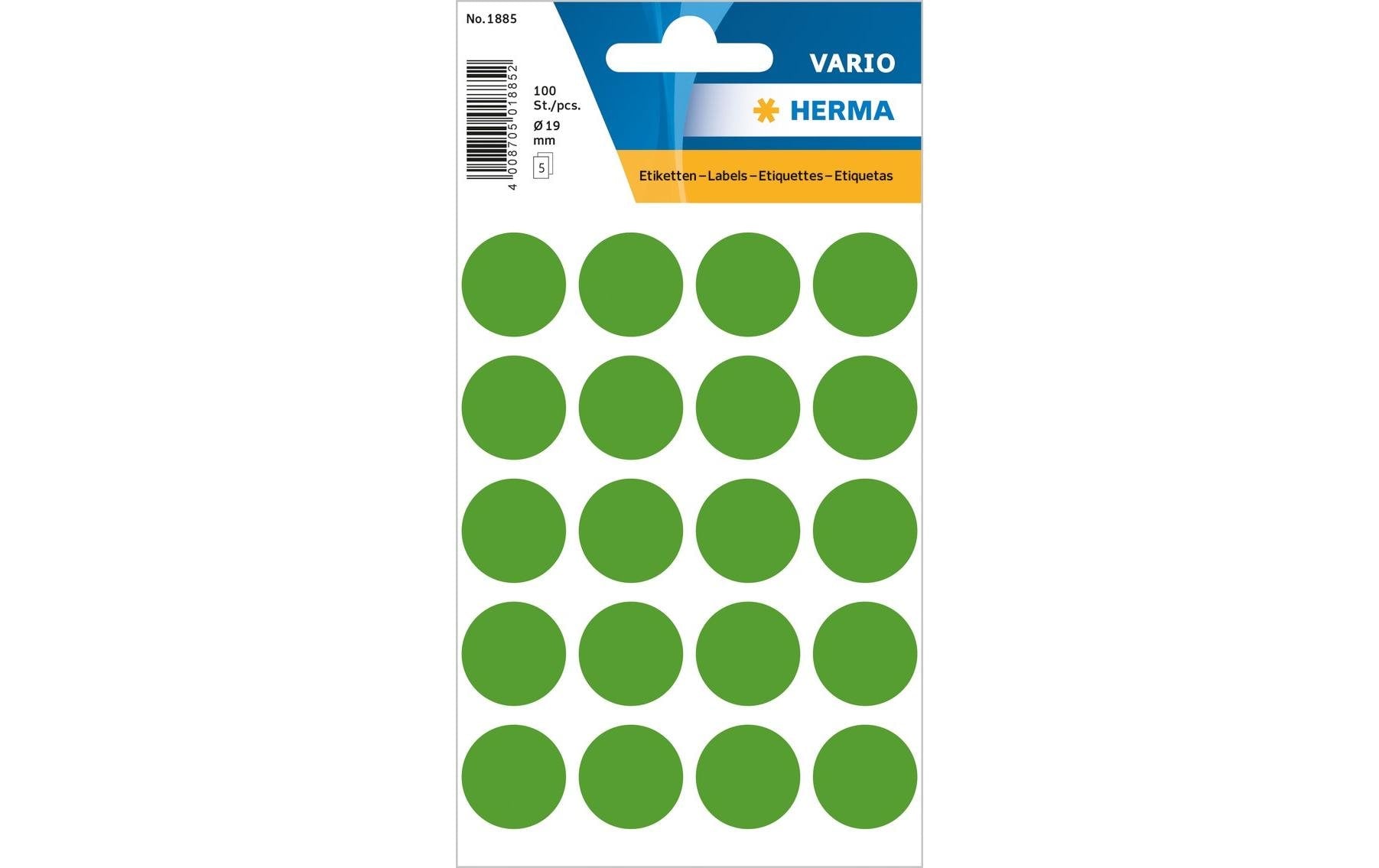 HERMA Vario Schmucketiketten – Papier, 100 Stk, 5 Bogen, Ø 19 mm, rund