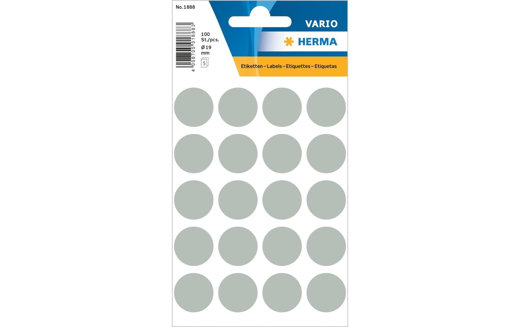HERMA Vario Schmucketiketten – Motiv Farbpunkte – Papier, 100 Stk, 5 Bogen, Ø 19 mm