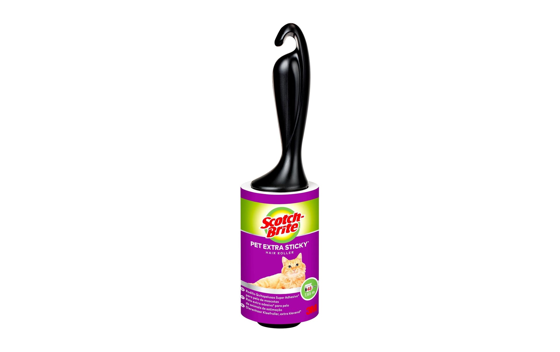 3M Scotch-Brite Fusselroller Extra Sticky – 48 Blatt – Schwarz – Kunststoff