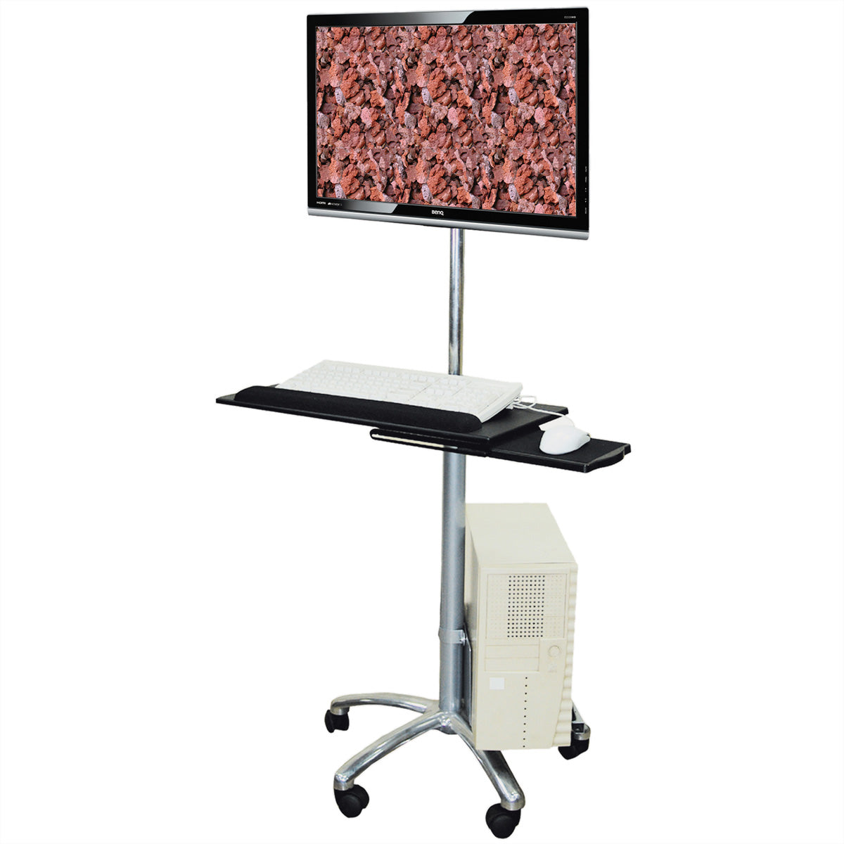 VALUE Bodenständer/TV-Wagen – 1 Monitor – VESA 75×75/100×100 mm – bis 10 kg/Monitor – neigbar – Silber