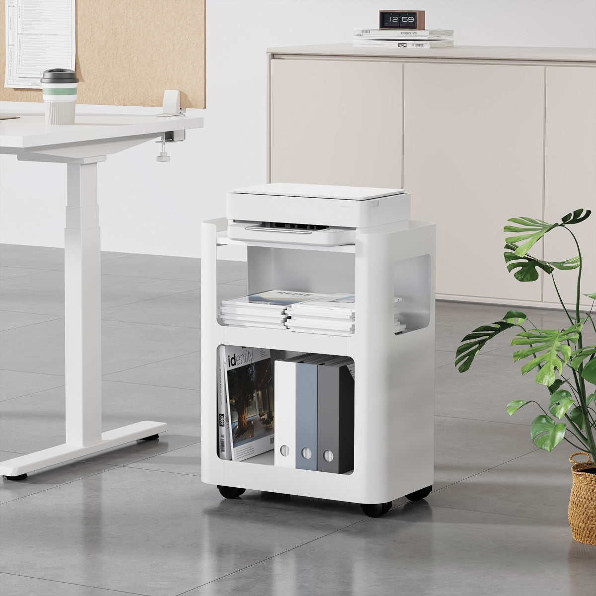 VALUE Bürowagen, offen – freistehend – 3 Böden – 46,0 × 29,0 × 60,6 cm – 10/20/20 kg (oben/mitte/unten)