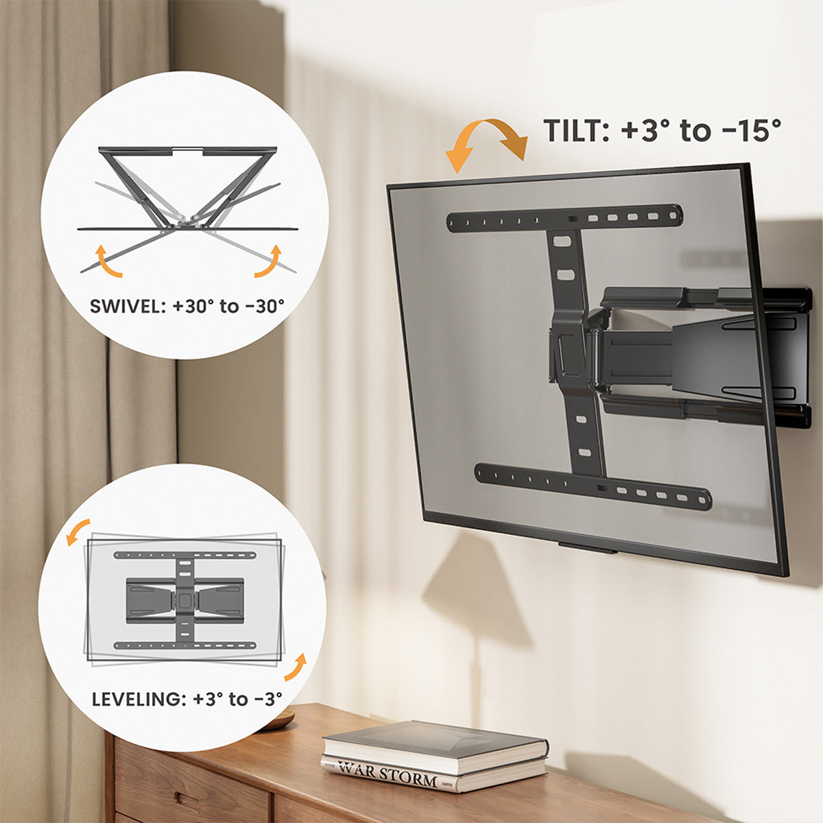 VALUE Wandhalterung – Vollbeweglich – 43–90" – VESA 100×200–600×400 – bis 50 kg – Schwarz
