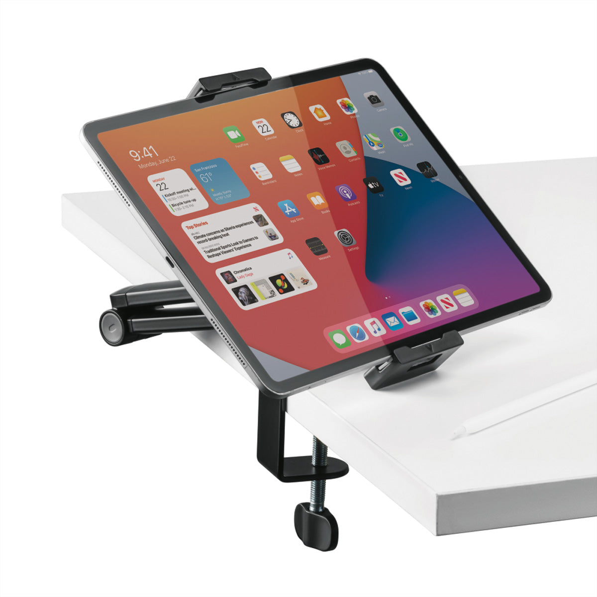 VALUE Tablet-Arm (Tischklemme) – für 4,7–12,9″, mit Kugelgelenk, bis 1 kg – Schwarz