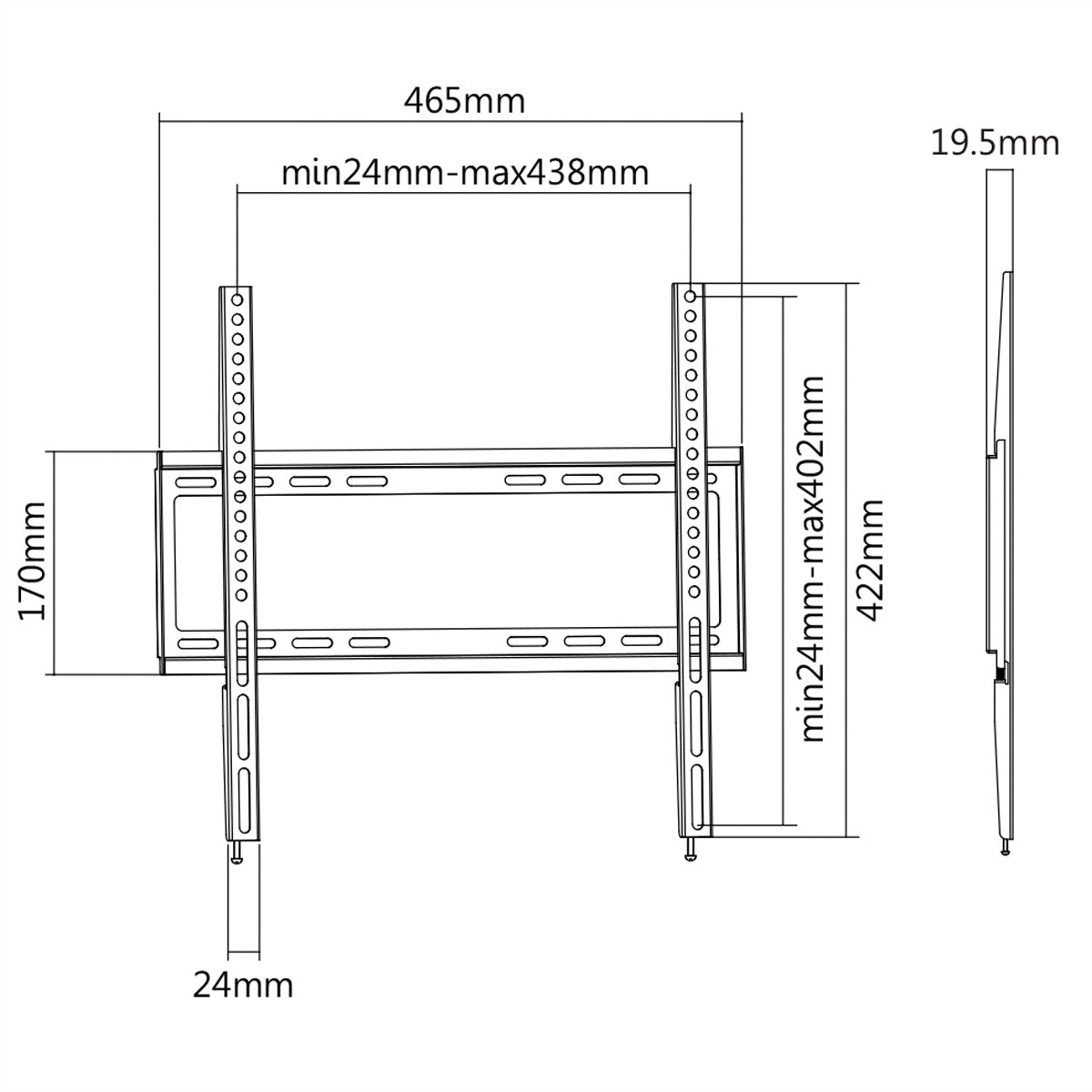 VALUE Wandhalterung – Fix – 32–55" – VESA 200×200–400×400 – bis 35 kg – Schwarz