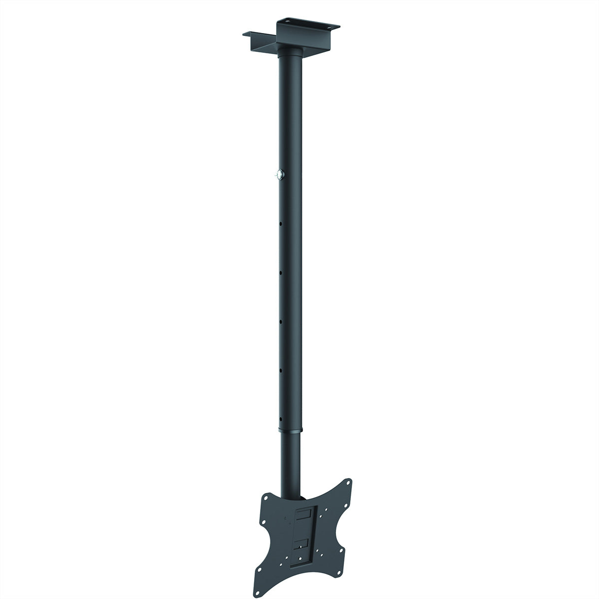 VALUE Deckenhalterung – bis 42" – VESA 75×75–200×200 – bis 50 kg, Teleskopmast, für 1 Display – Schwarz