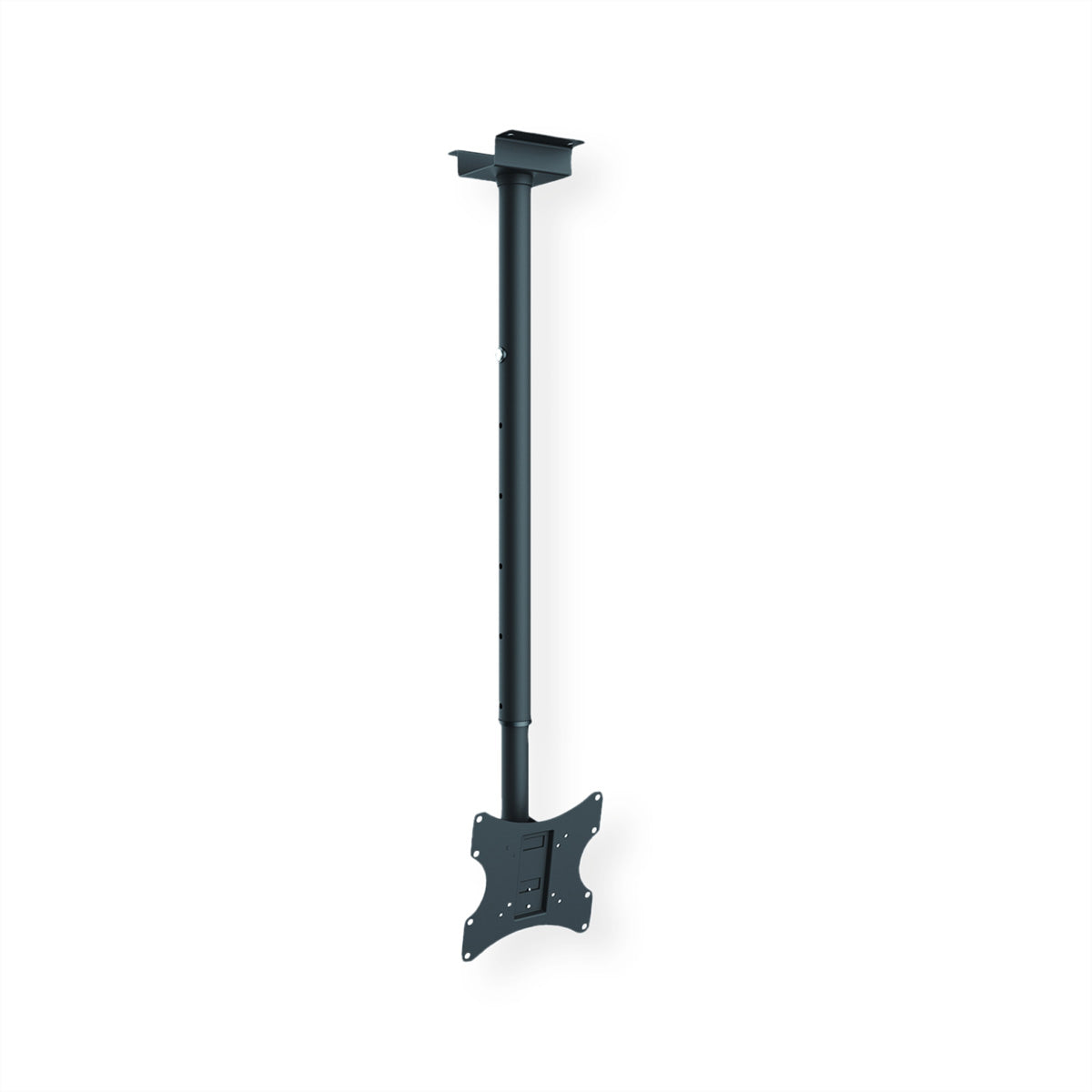 VALUE Deckenhalterung – bis 42" – VESA 75×75–200×200 – bis 50 kg, Teleskopmast, für 1 Display – Schwarz