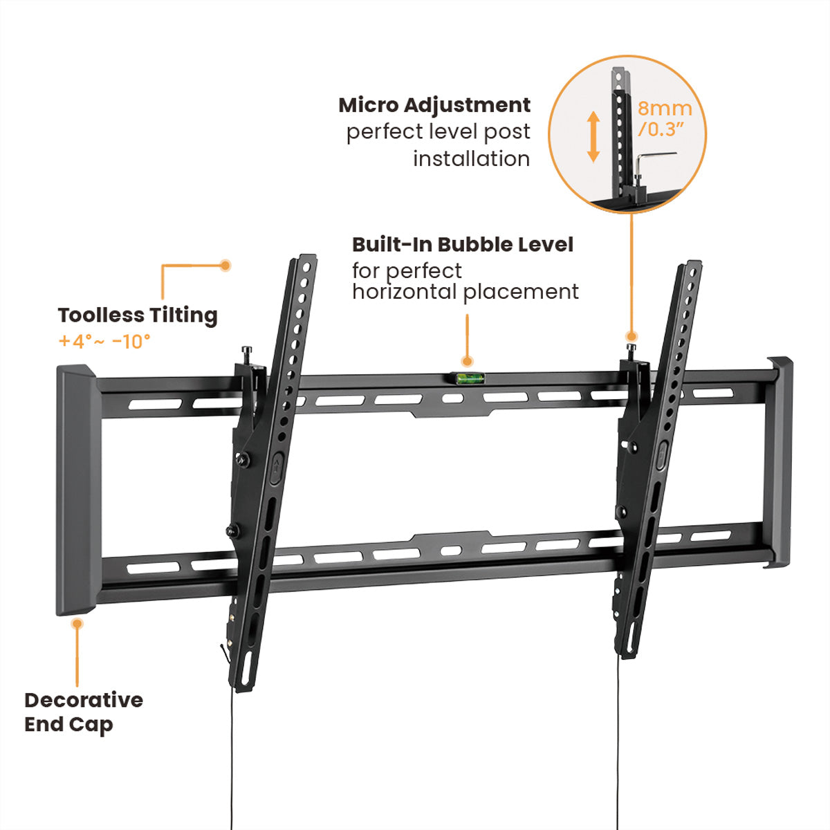 VALUE Wandhalterung – Neigbar – 43–90" – VESA 200×200–800×400 – bis 75 kg, Diebstahlsicherung – Schwarz