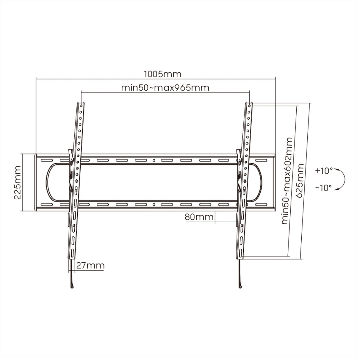 VALUE Wandhalterung – Neigbar – 60–120" – VESA 75×75–900×600 – bis 120 kg, Schwarz