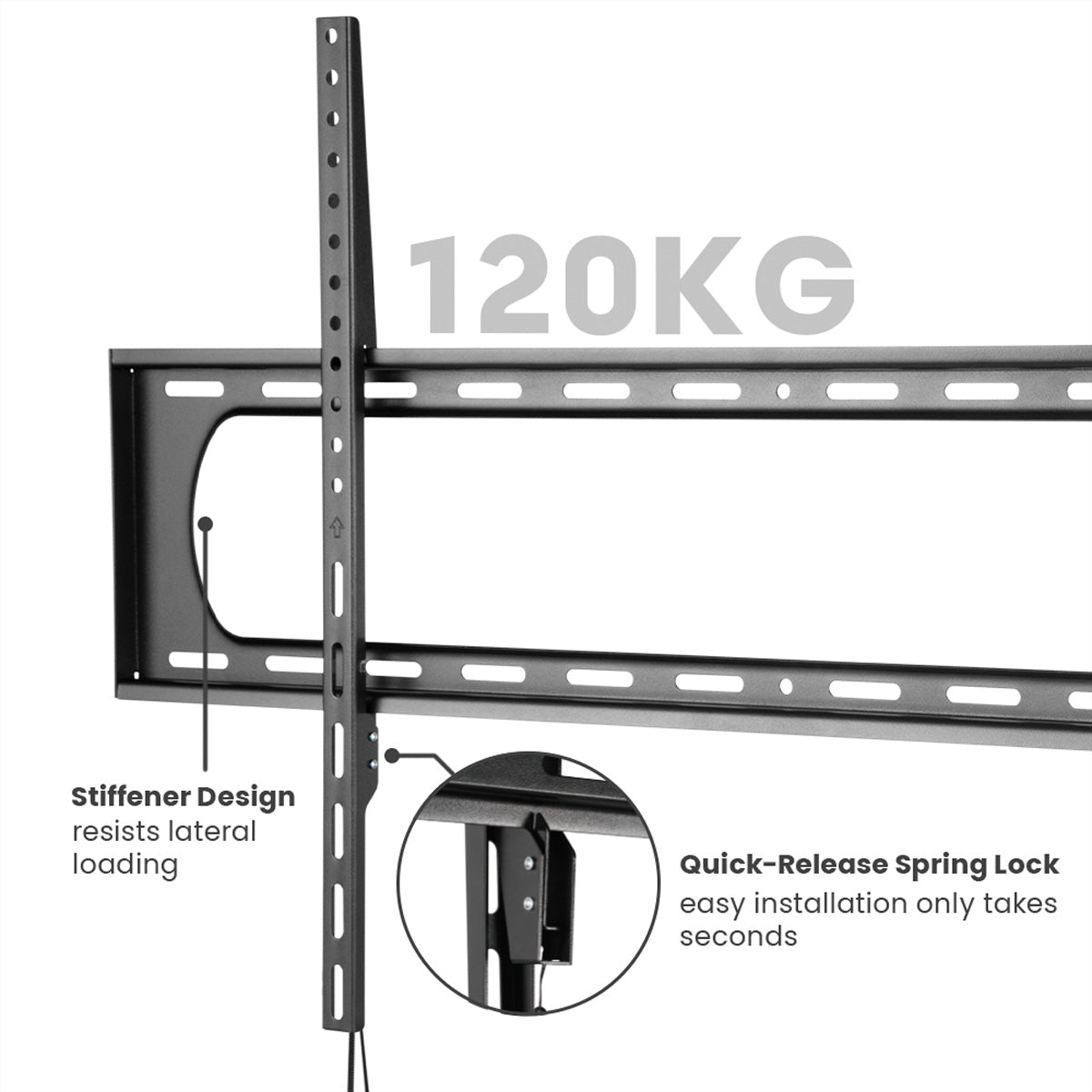 VALUE Wandhalterung – Neigbar – 60–120" – VESA 75×75–900×600 – bis 120 kg, Höhenverstellbar – Schwarz