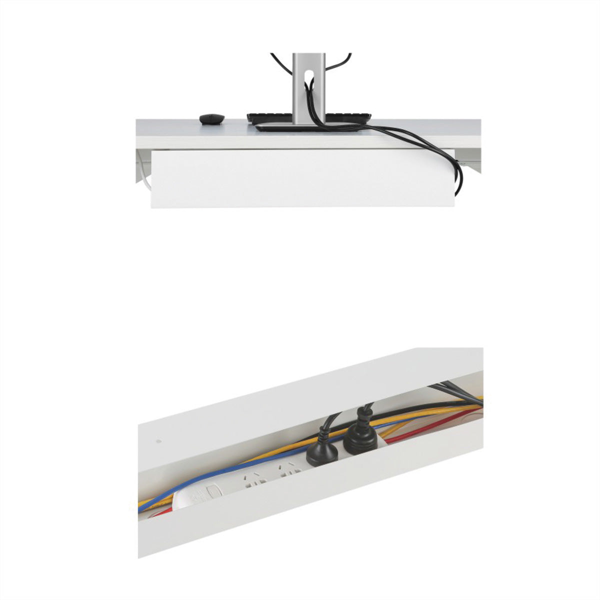 VALUE Untertisch-Kabelwanne – 76 × 600 × 114 mm – Stahl – Weiss, Untertischmontage