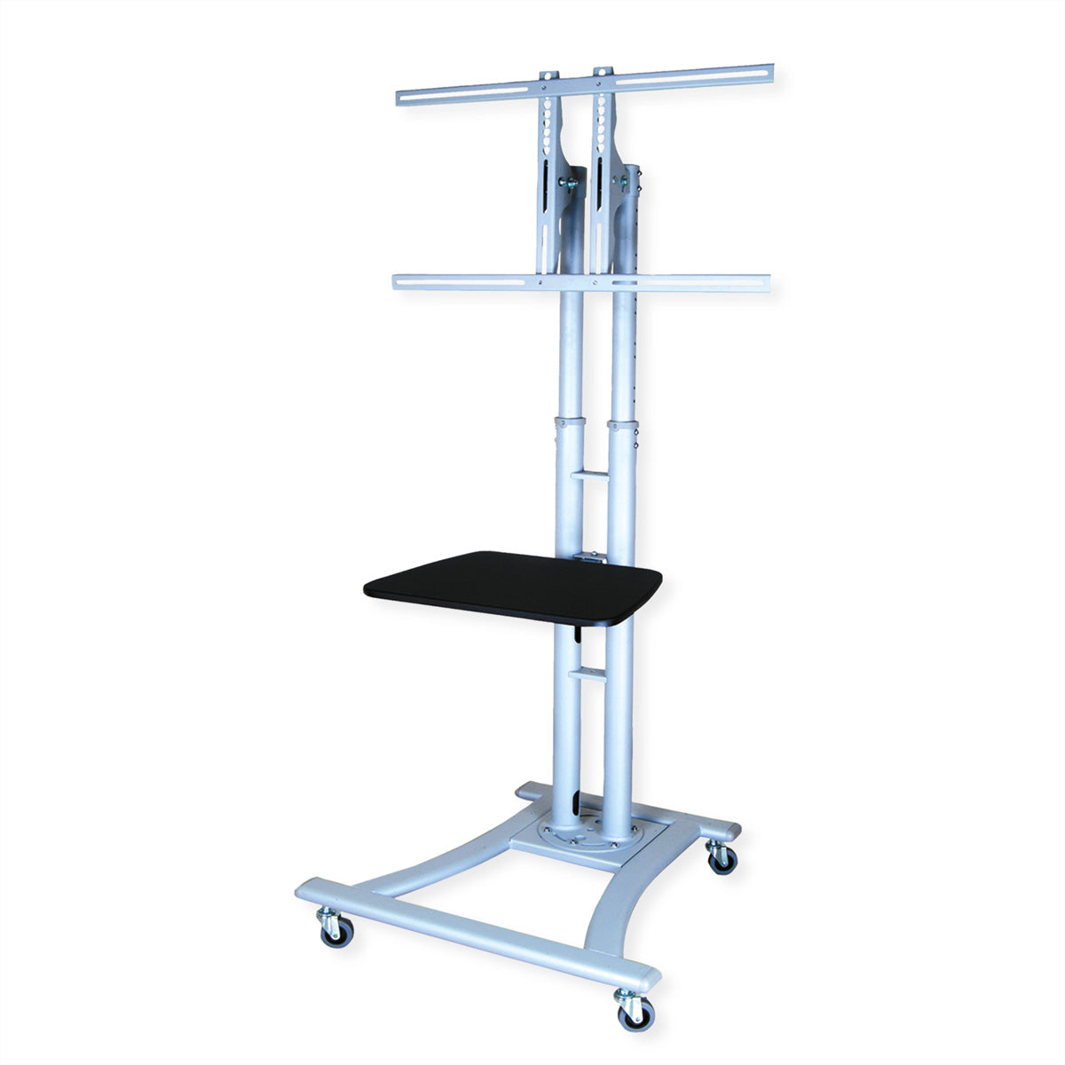 VALUE TV-Wagen – 27–60" – VESA 200×200–800×400 – bis 50 kg, Höhenverstellbar, mit Rollen – Silber