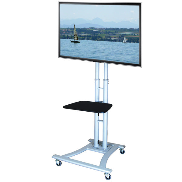 VALUE TV-Wagen – 27–60" – VESA 200×200–800×400 – bis 50 kg, Höhenverstellbar, mit Rollen – Silber