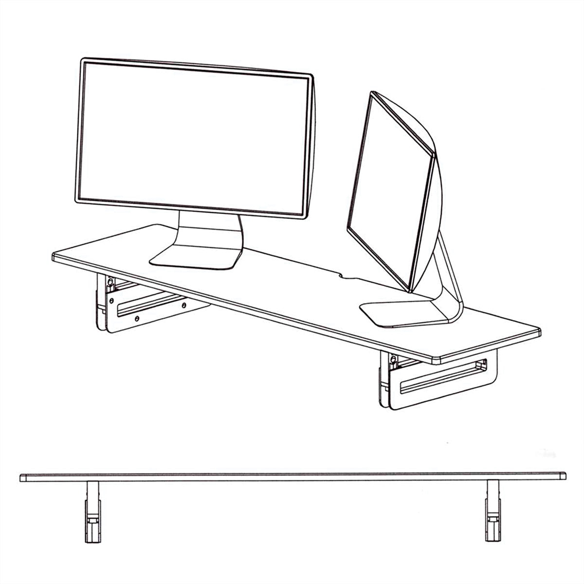 VALUE Monitor-/Laptop-Ständer – höhenverstellbar, extra-breit, bis 20 kg – 900 × 250 × 115 mm, Holz, Schwarz