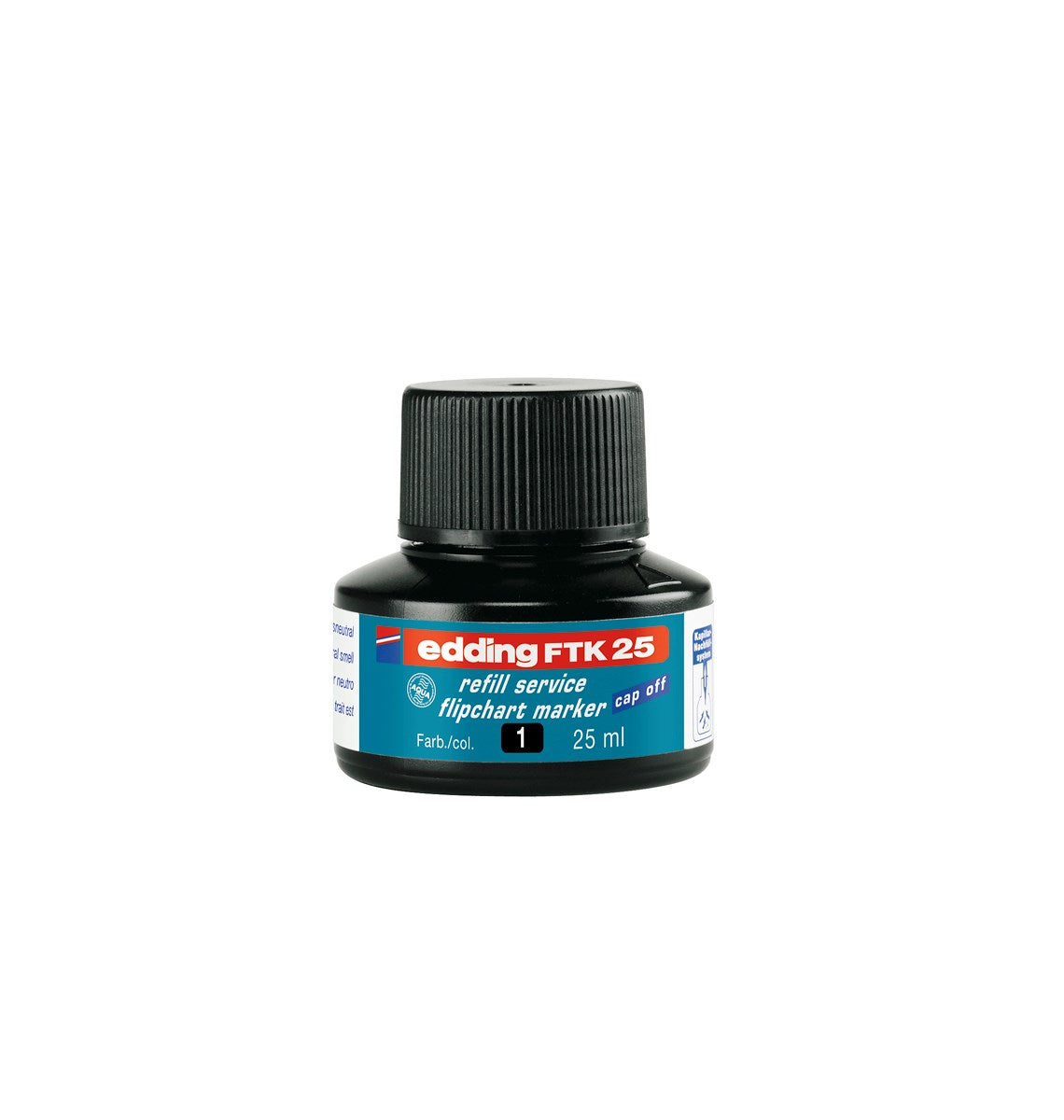 Edding FTK 25 Whiteboard-Marker Nachfülltinte – Schwarz, 25 ml, für edding e-380, e-383, EcoLine e-31 und andere