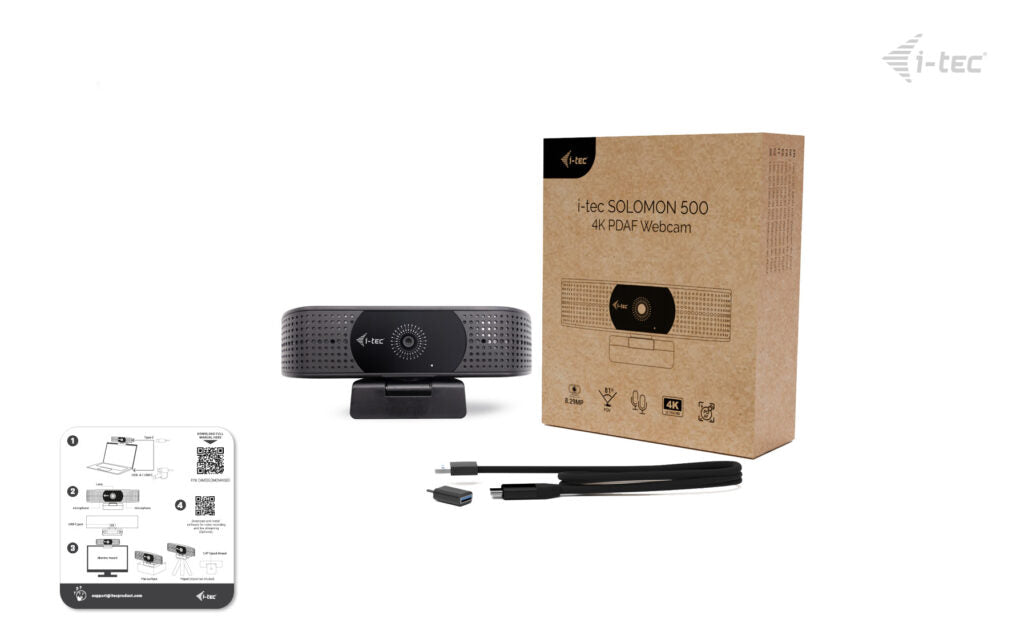 i-tec Solomon 500 Webcam – 4K Ultra HD, 60 fps, Autofokus, USB-C – Schwarz