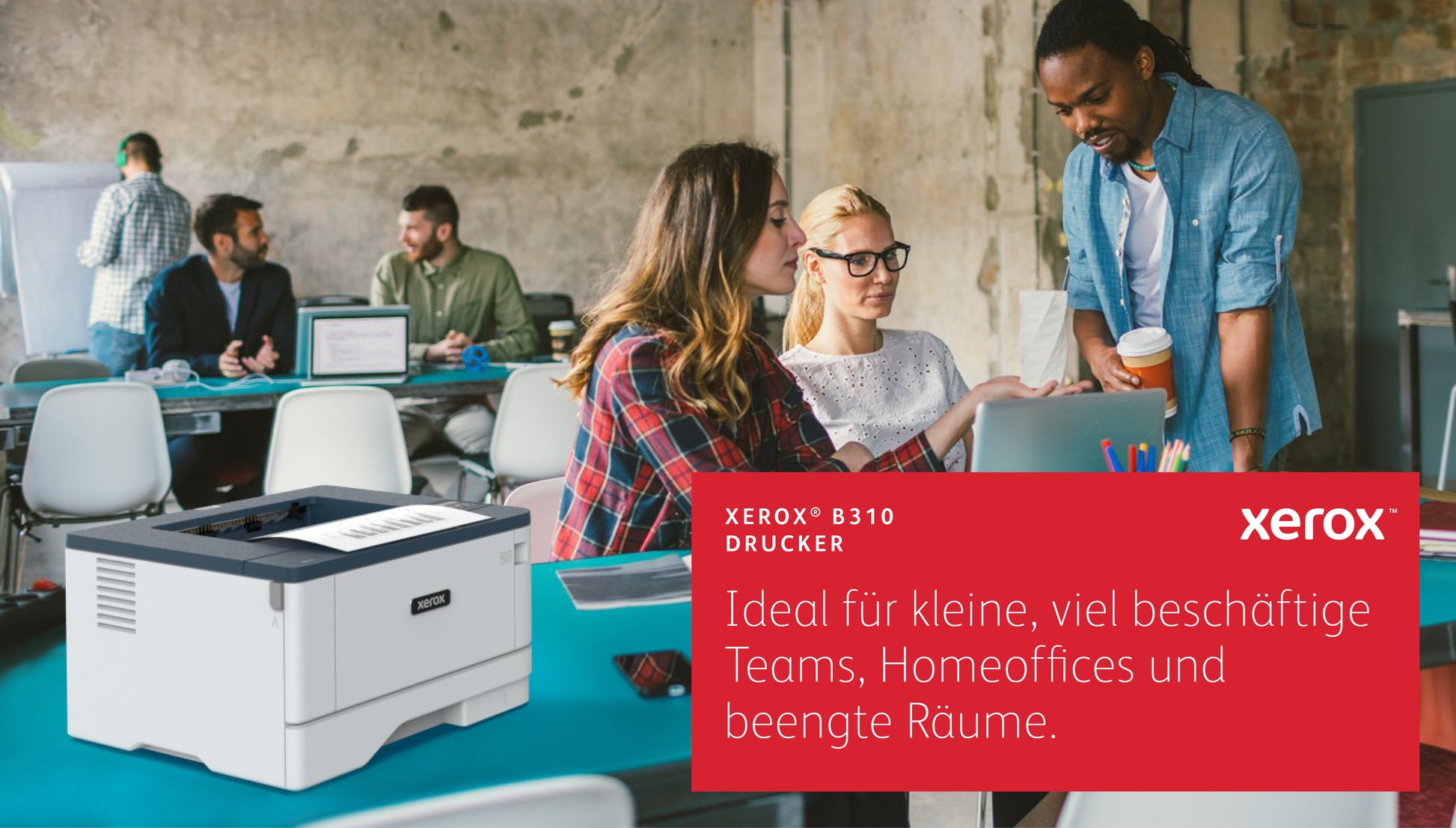 Xerox B310 – Schwarz-Weiss, A4, Duplex, WLAN, LAN, USB, 40 ppm, AirPrint, Mopria