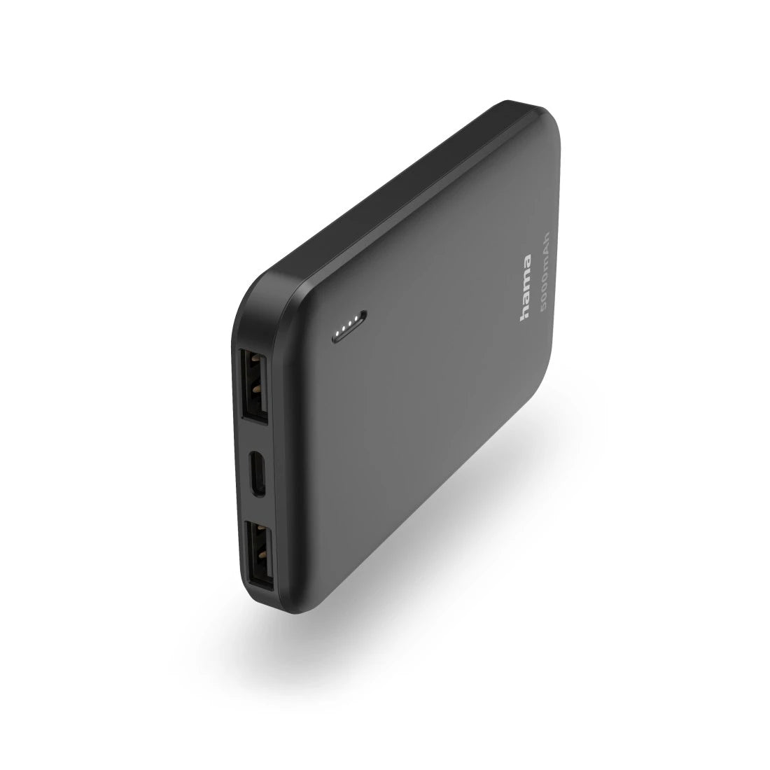 Hama Powerbank 5000 mAh, 2× USB-A, Digitalanzeige, für Smartphones, Tablets, Notebooks, Grau