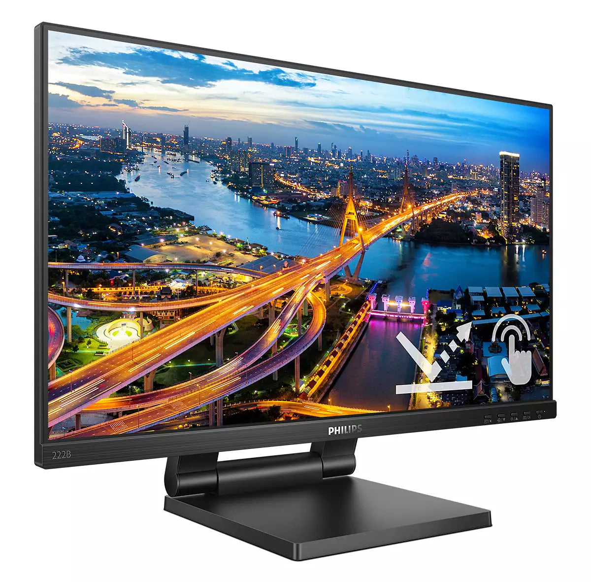 Philips 222B1TC/00 – Monitor, 21,5", IPS, Touch, 75 Hz, 250 cd/m², VESA 100 × 100, Schwarz