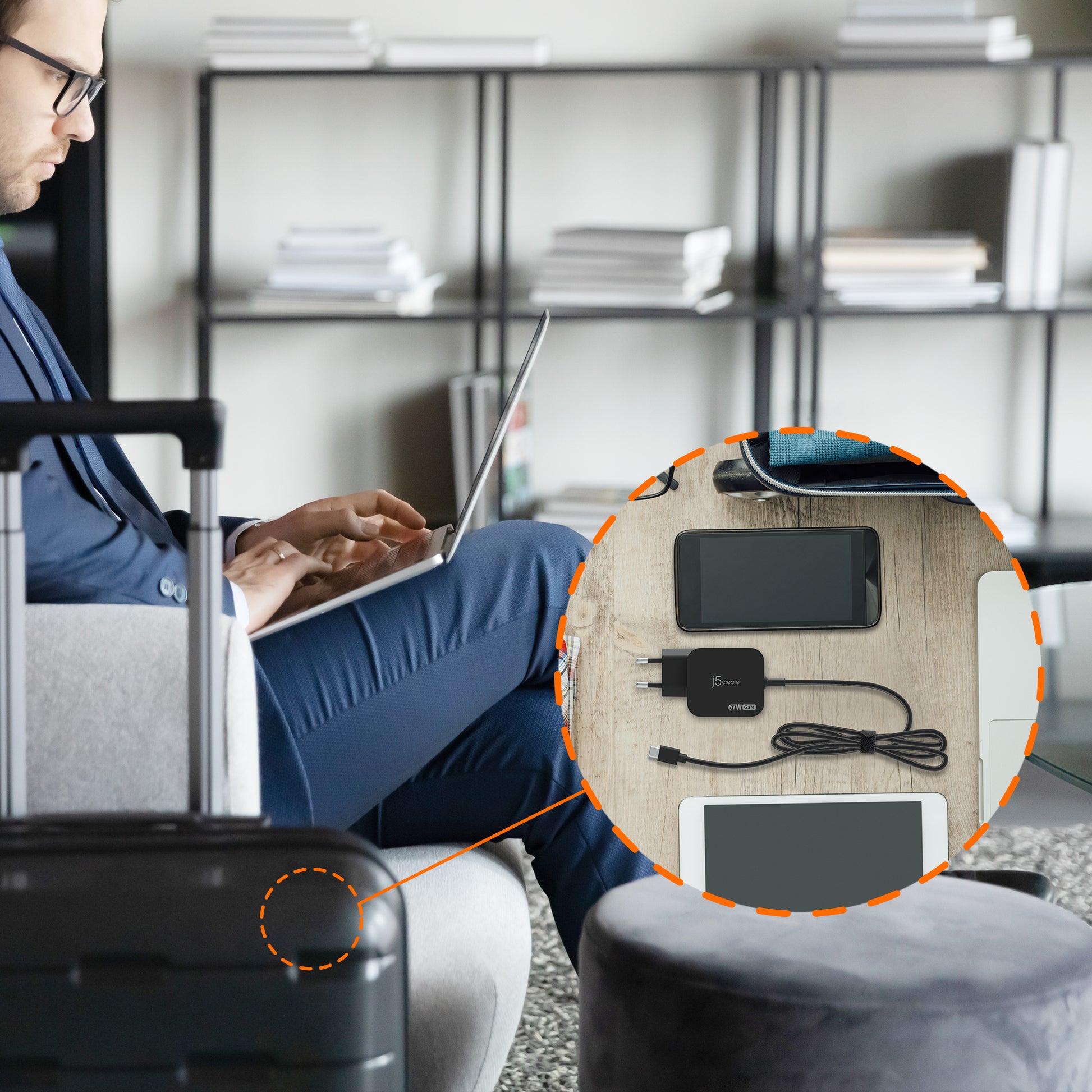 j5create Ladegerät (EU) – 67 W, 1× USB-C, PD, GaN