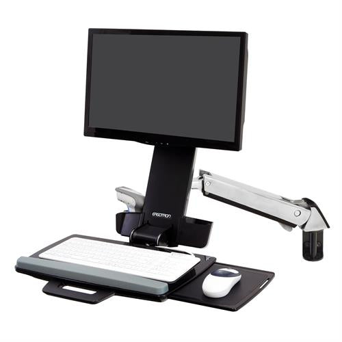 Ergotron StyleView Sit Stand Combo Arm Polished – Monitorarm, höhenverstellbar, Silber