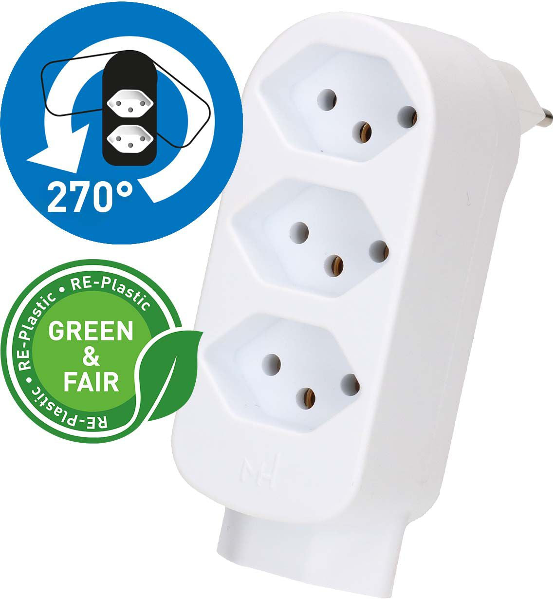 Max Hauri AG Max Hauri Basic Line Steckdosenleiste, 4×T13, ohne Schalter, 1,5 m, Eingang T12, IP20 – weiss
