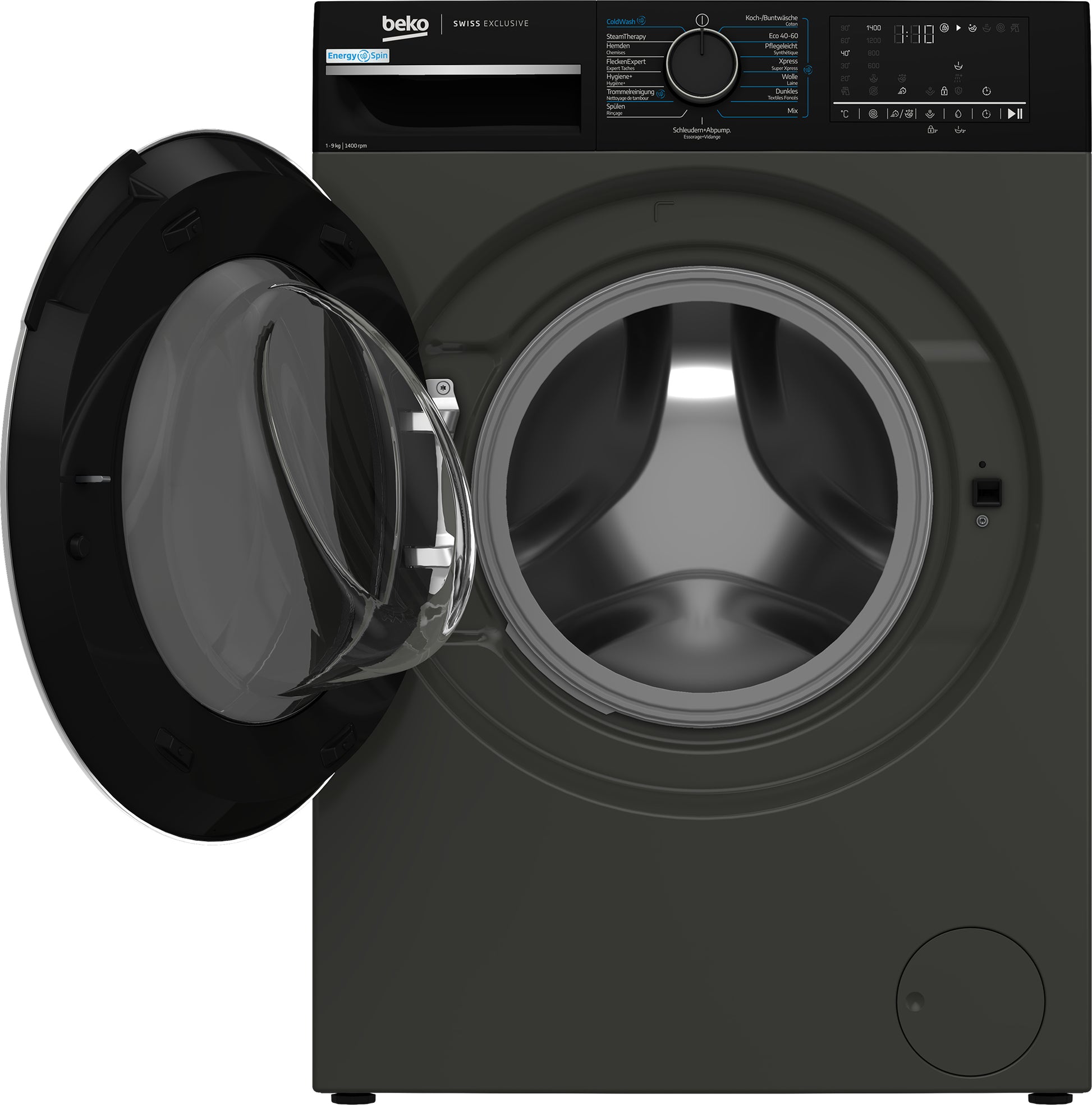 Beko Waschmaschine WM529 – 9 kg, Energieeffizienzklasse A, 1400 U/min, Invertermotor – Grau