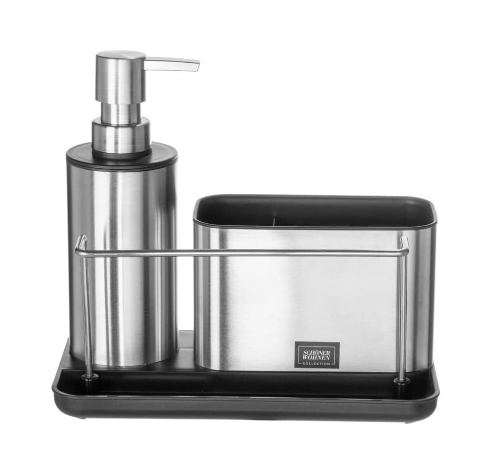WENKO Utensilienhalter (wandmontiert) 21 × 11 × 18 cm, Edelstahl, Silber
