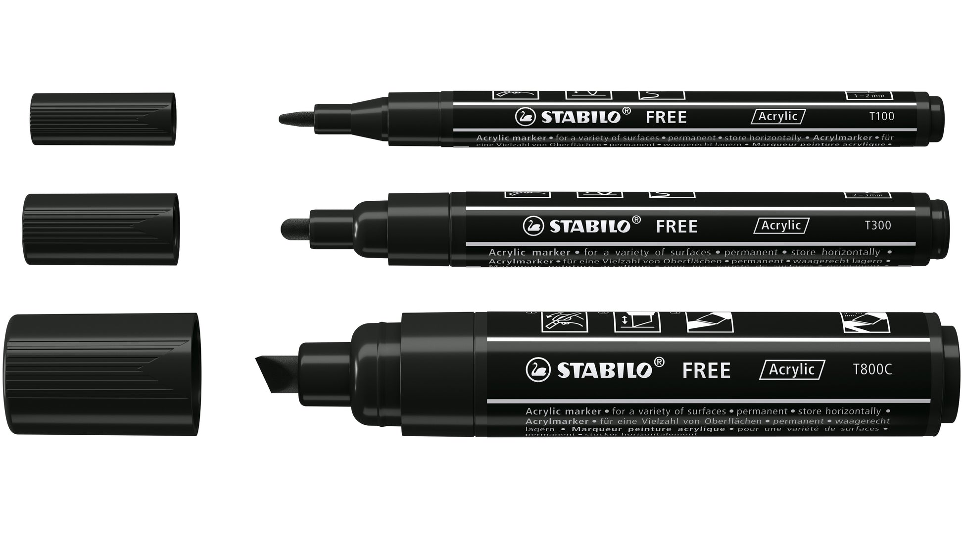 STABILO Acrylmarker für STABILO T100, T300 und T800C – Schwarz