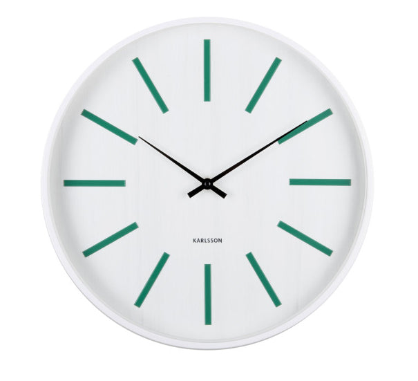Karlsson Wanduhr – Analog, Ø 40 cm, weiss/grün, Holz