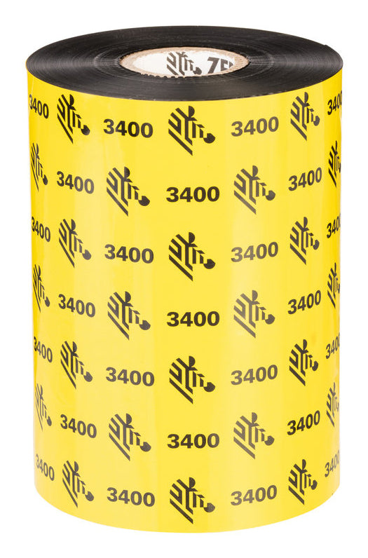 Zebra Thermotransferband – Wachs/Harz (3400), 131 mm × 450 m, Kern 25 mm, Schwarz, 6er-Pack