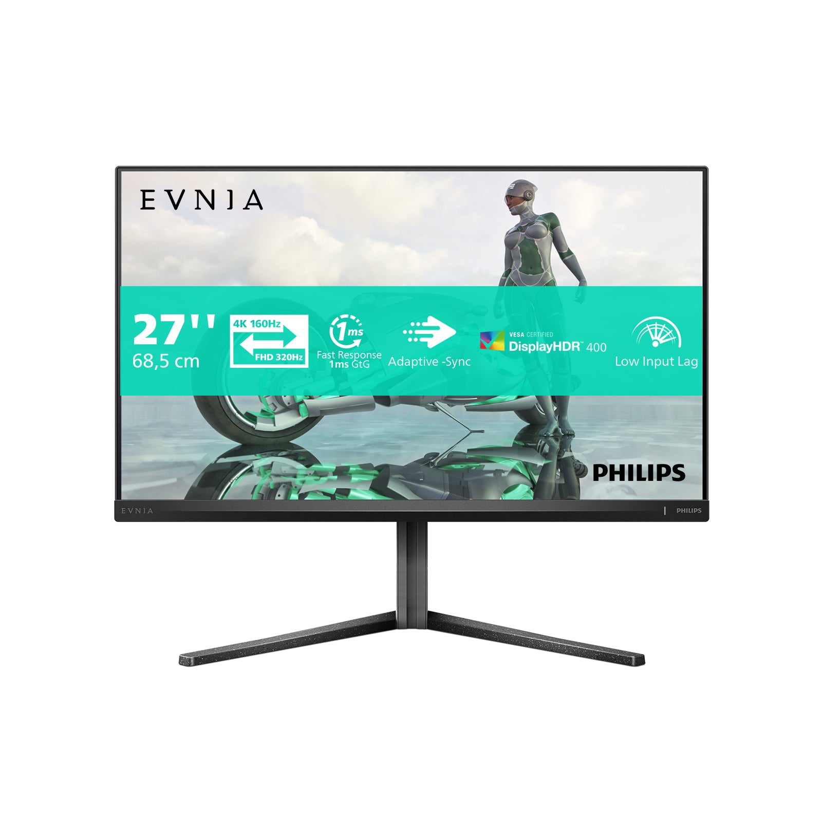 Philips 27M2N3800A/00 – Monitor, 27", 3840 × 2160 (UHD 4K), IPS, 320 Hz, 350 cd/m², Integrierte Lautsprecher, Grau
