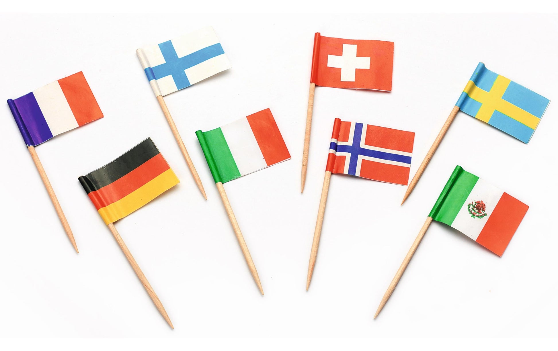 Sier Disposables Sier Fahnen-Piekser International – mehrfarbig – Holz – 144 Stk