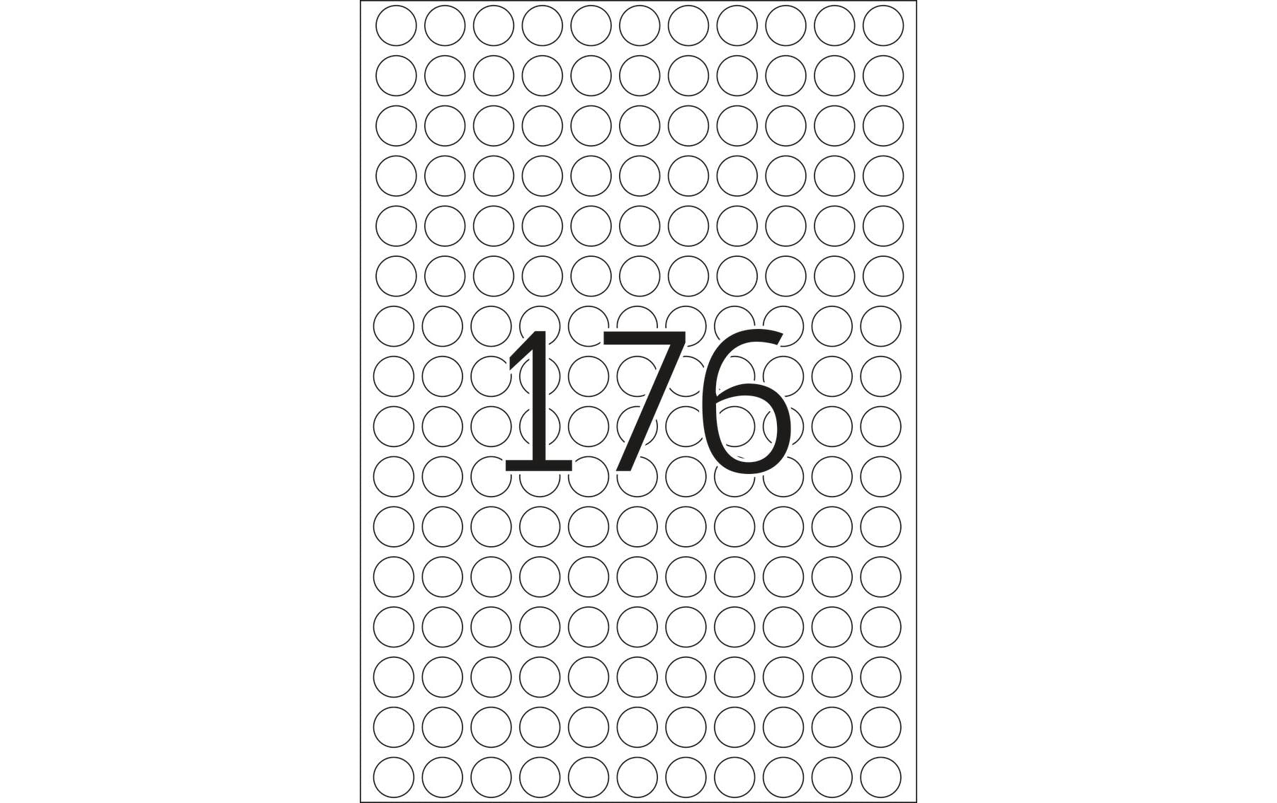 HERMA Haftetiketten – rund Ø 8 mm, permanent, weiss, 32 Blatt (5'632 Stk.)