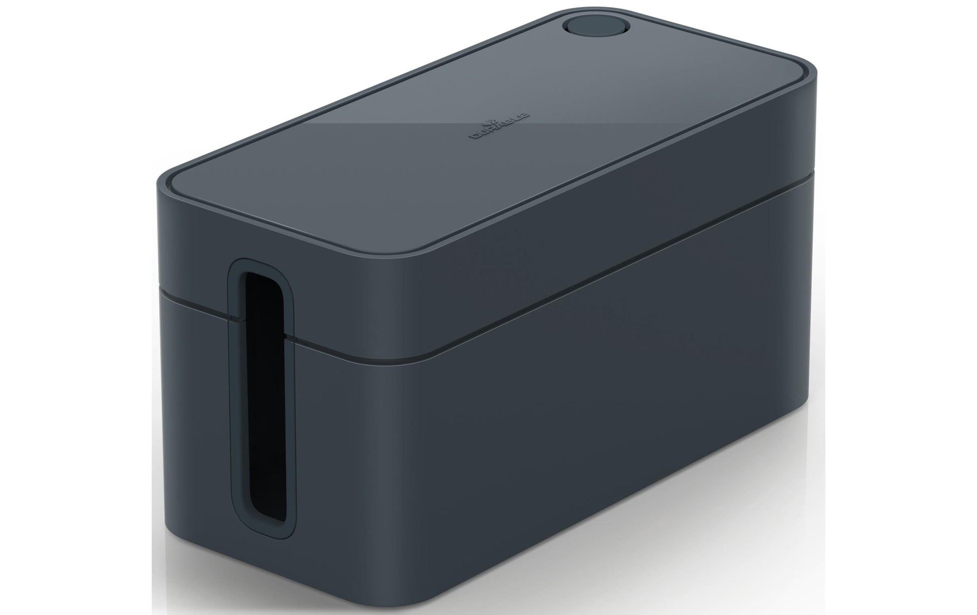 Durable Kabelbox – 246 × 128 mm, Kunststoff, Graphit, rutschfeste Gummifüsse, für 3fach-Steckdosenleiste