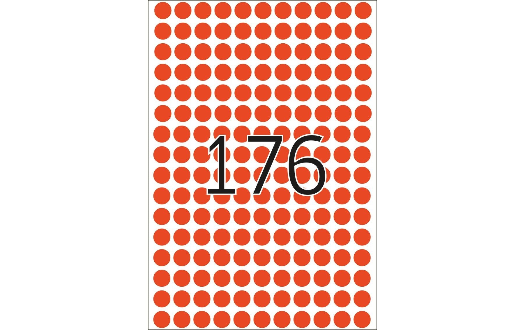 HERMA Haftetiketten – Ø 8 mm, permanent, rot, Bogen 111 × 170 mm, 32 Blätter (5'632 Stk.)