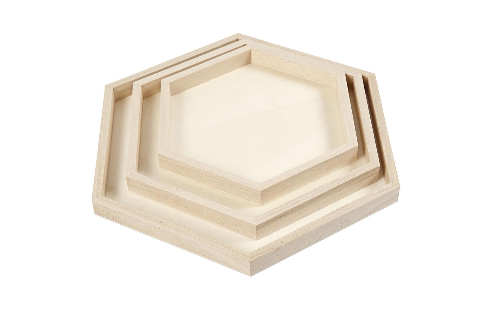 Creativ Company Tablett – 3er Set, 26,0 × 21,0 × 1,0 cm, Holz (Paulownia), Beige