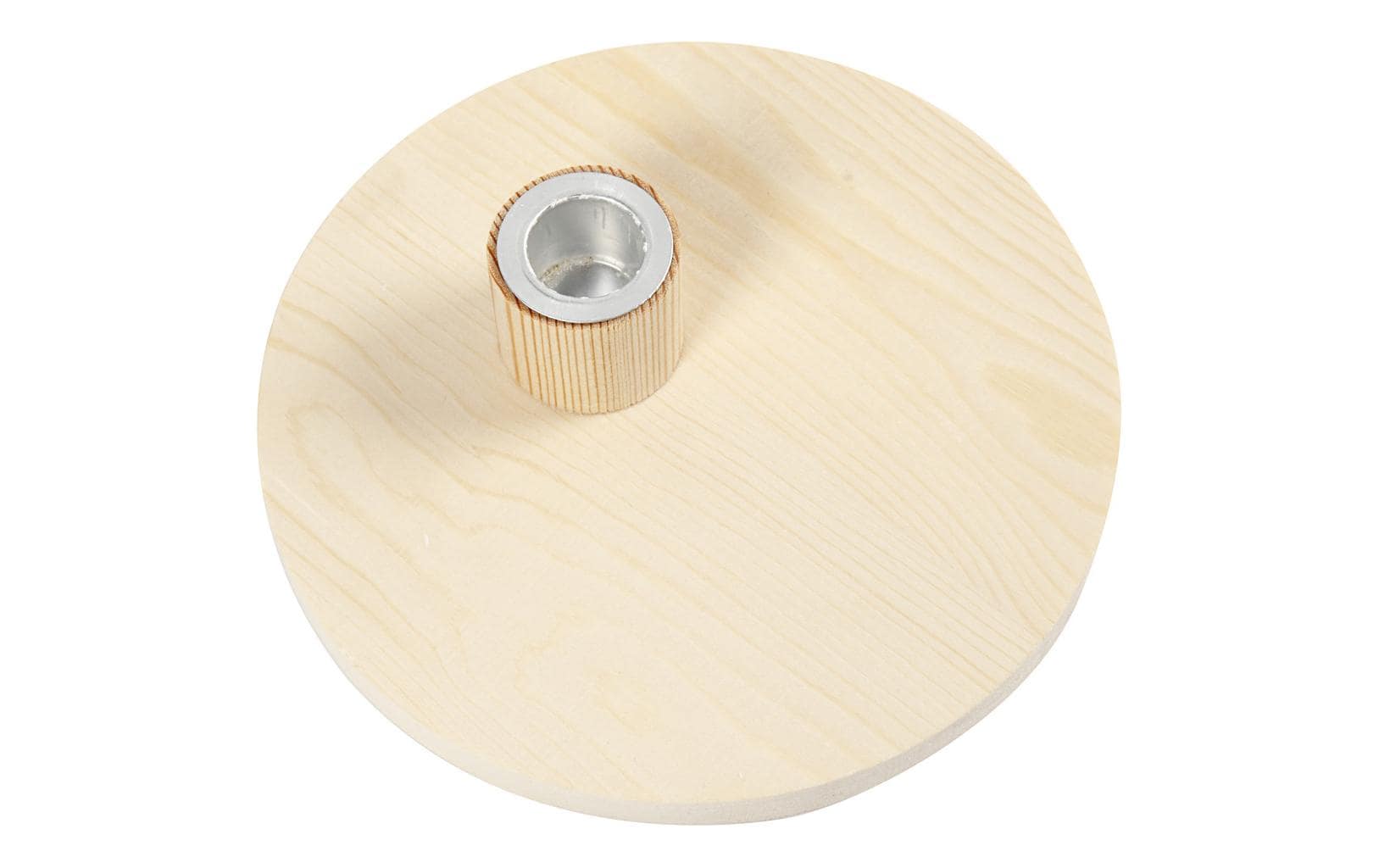 Creativ Company Kerzenständer – Holz & Metall, Natur – Ø 16 × 4 cm