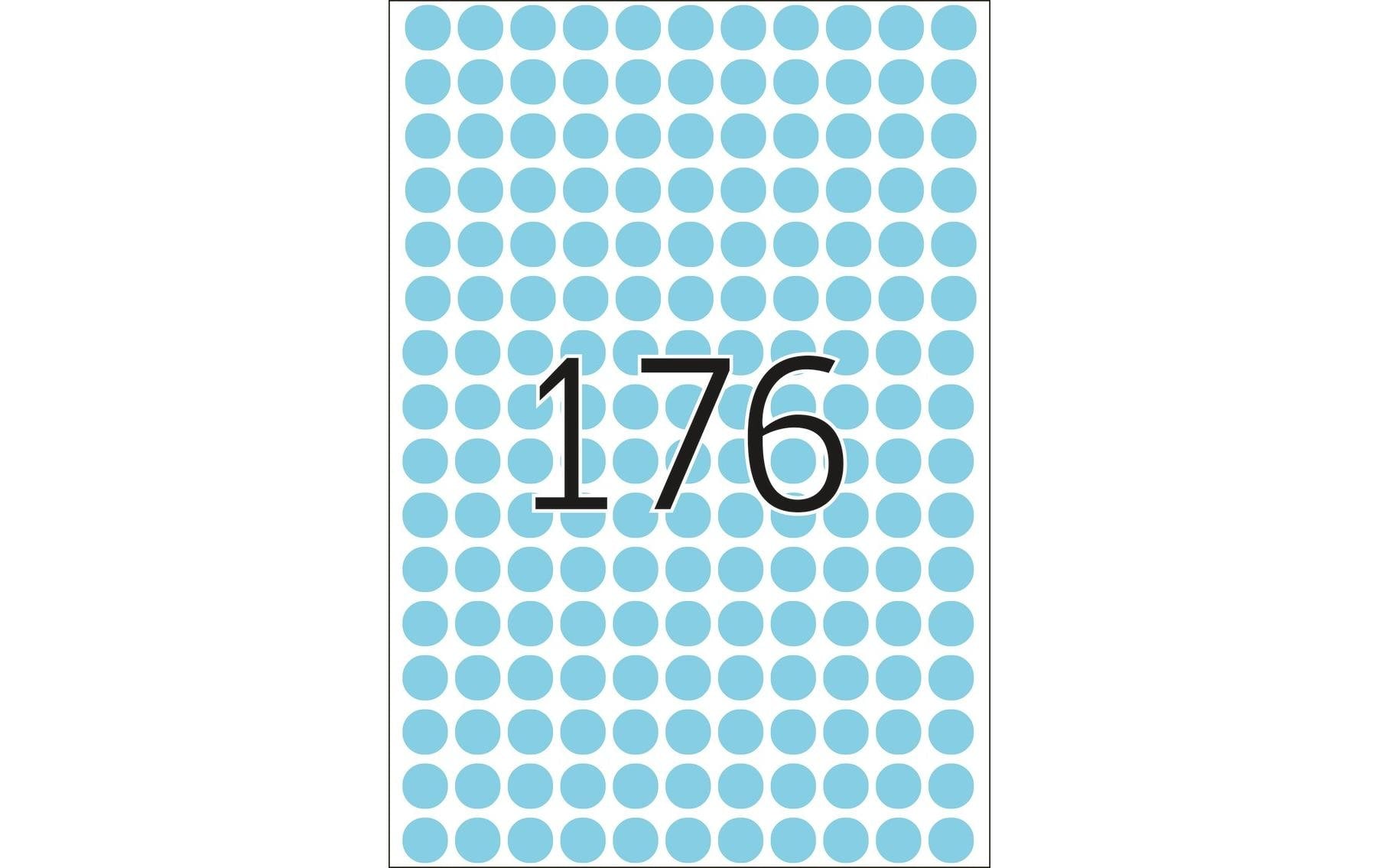 HERMA Haftetiketten – rund Ø 8 mm, permanent, blau, Bogen 111 × 170 mm, 32 Blatt (5'632 Stk.)