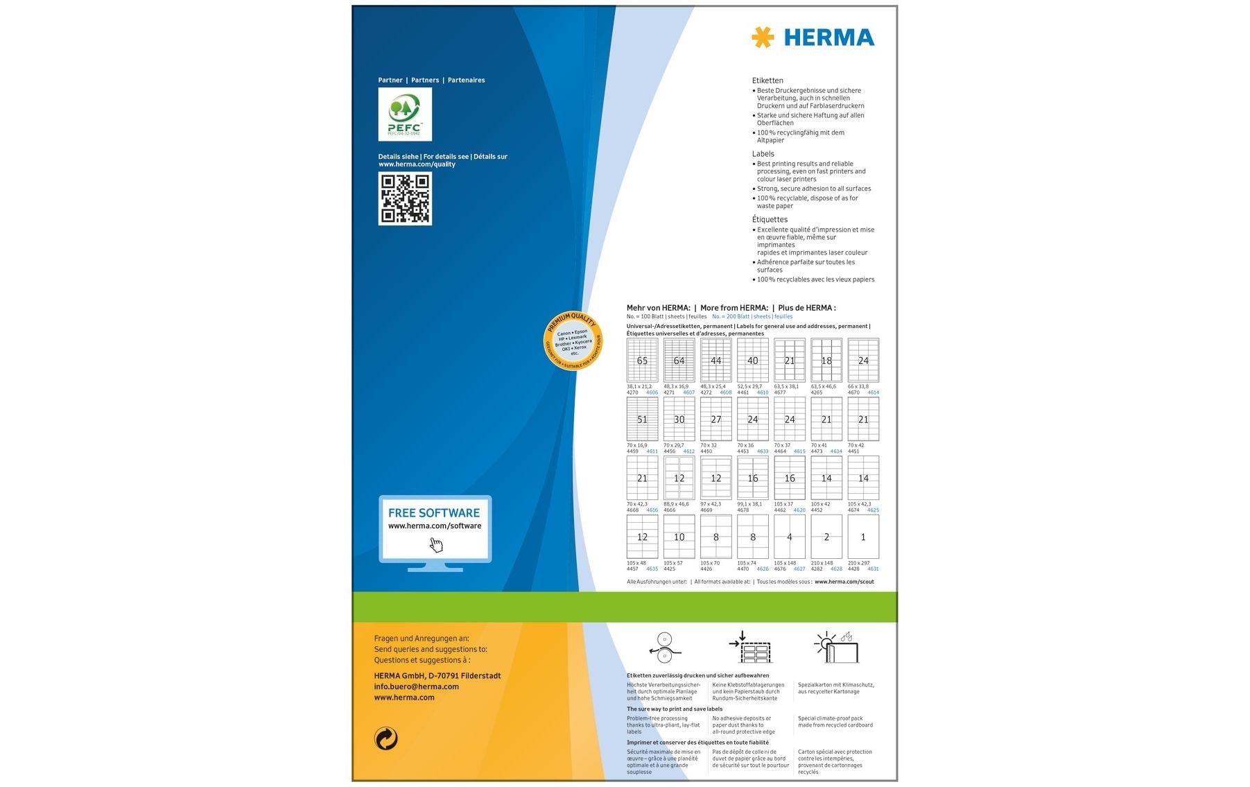 HERMA Drucketiketten, 149 mm × 205 mm, weiss, Papier, permanent, 400 Blatt