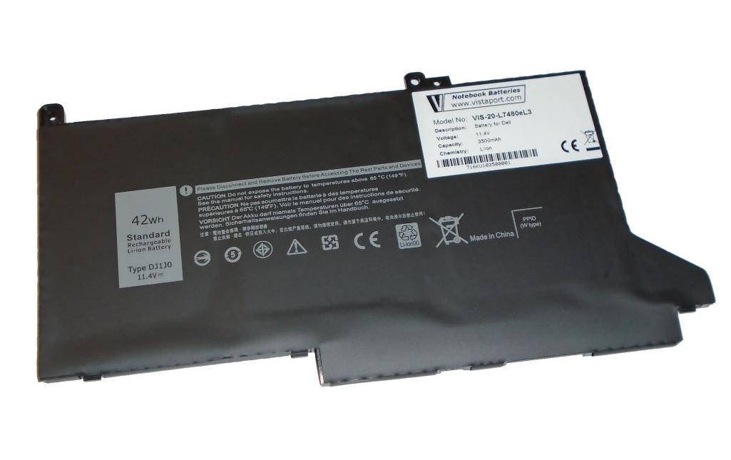 Vistaport Notebook-Akku – für Dell Latitude 7280–7490 (7390 ausser 2-in-1) – 42 Wh, 11,4 V (3 Zellen) – Schwarz