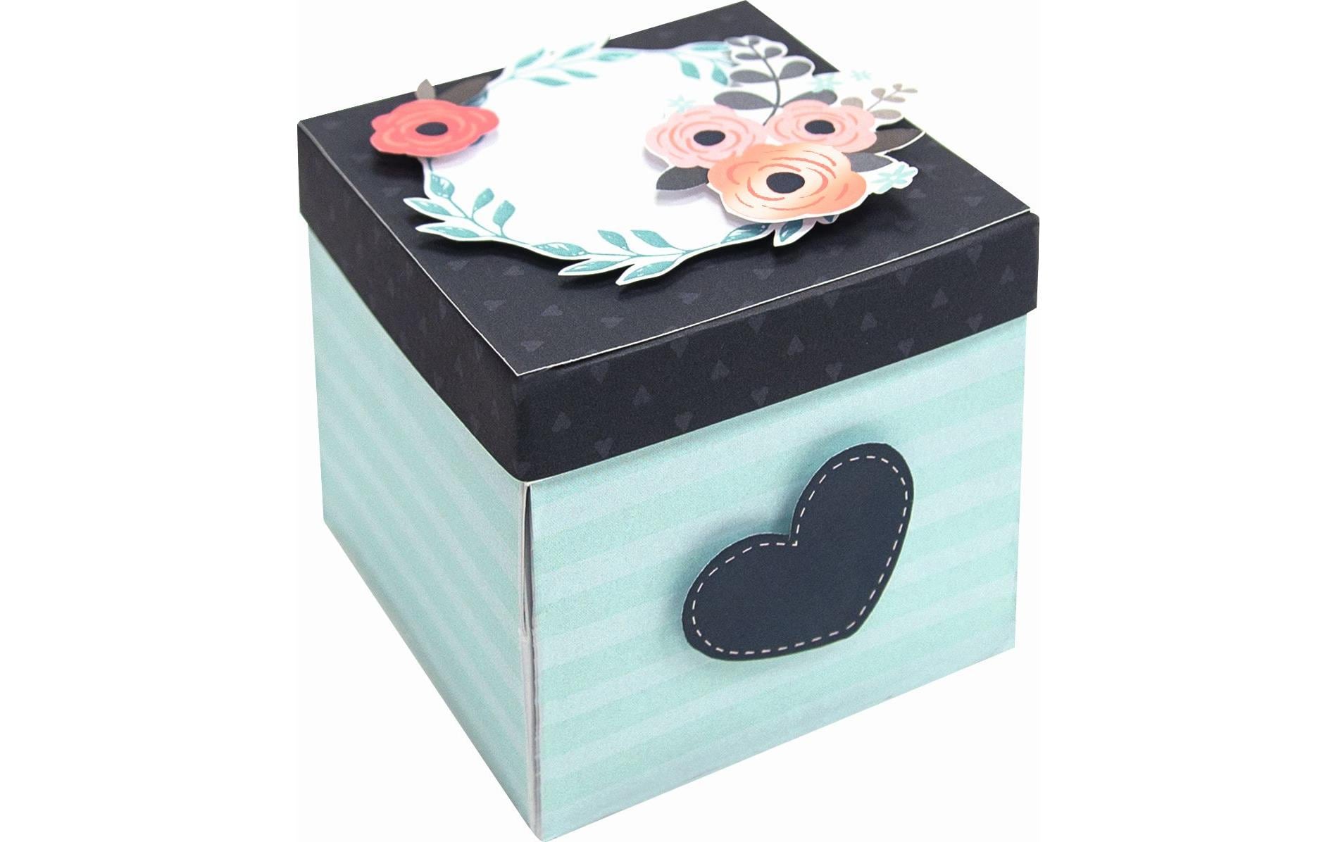 Folia Geschenkbox – Romantik – Bastelset – zum Basteln – 75 × 75 × 75 mm