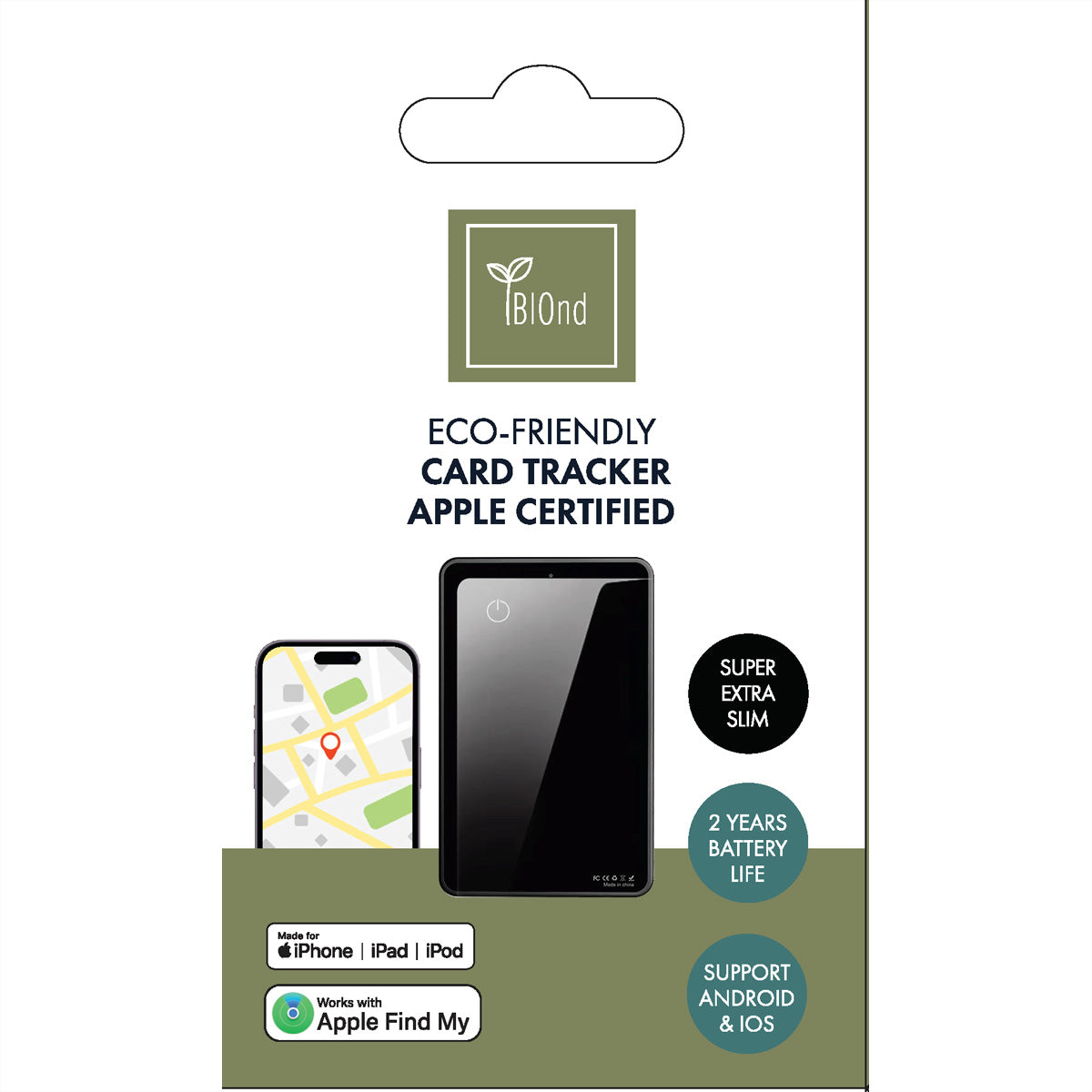 BIOnd BIO-12-SMC AirCard – Bluetooth-Tracker – für Apple Wo ist? – Schwarz