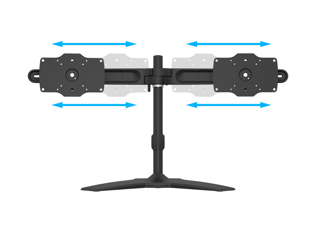 Multibrackets 7419 – Tischhalterung, Dual, Standfuss, bis 32", VESA 75 × 75/100 × 100 mm, 30 kg, drehbar, schwarz