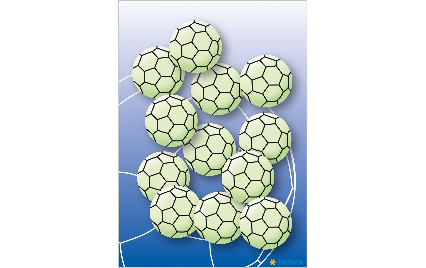 HERMA Sticker Leuchtsticker – Ø 30 mm, Fussball, Schwarz, Grün – 12 Sticker