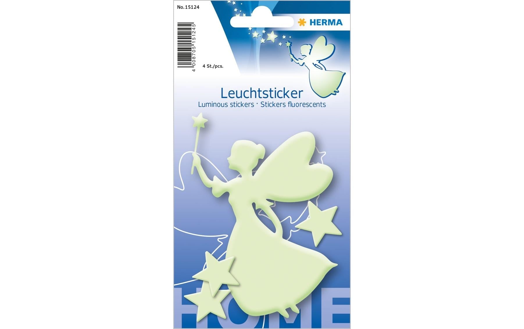 HERMA Leuchtsticker – Sternenfee – 4 Stück – wiederablösbar – Gelb