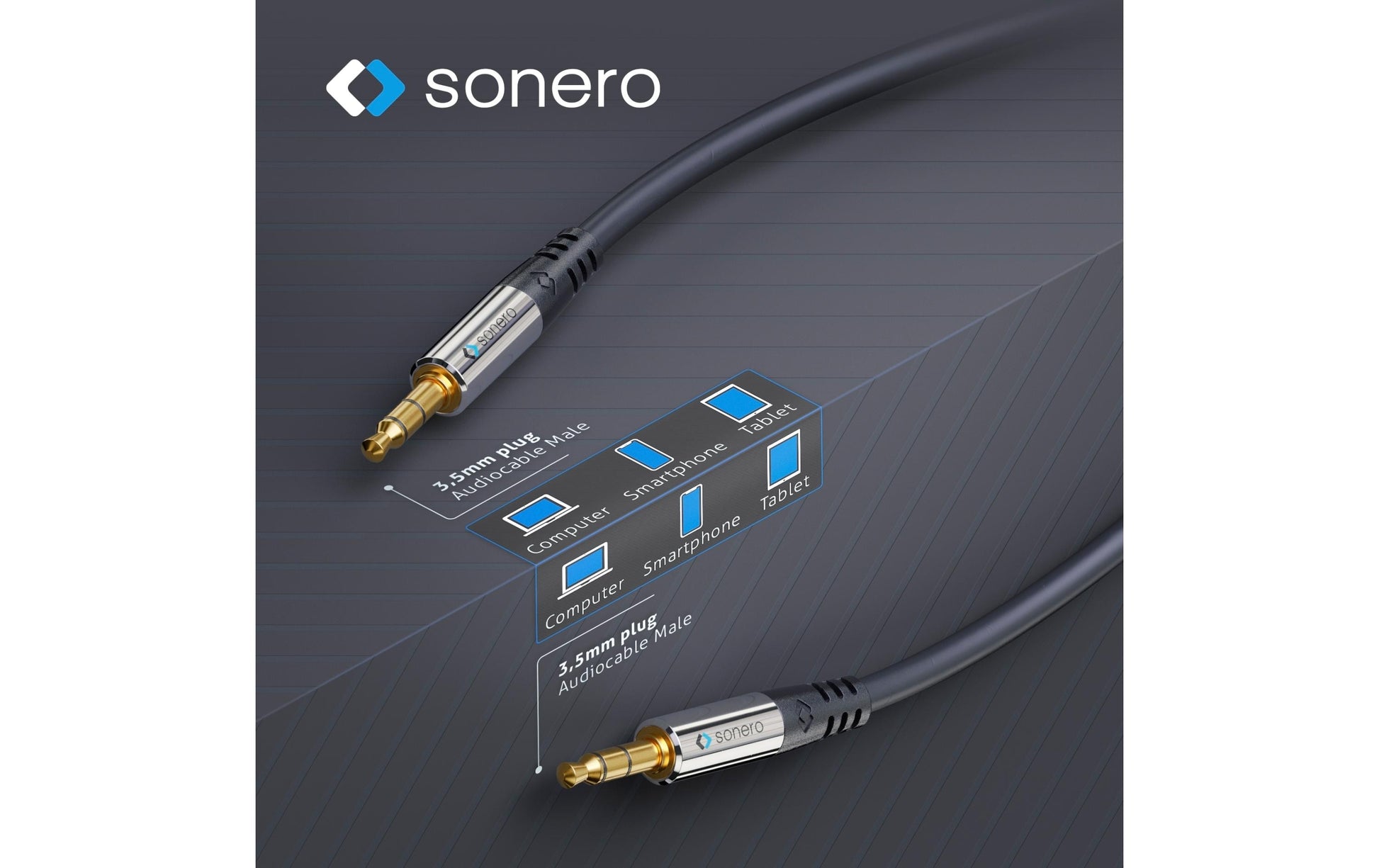 Sonero 3,5 mm Klinkenkabel – 3,5 mm Klinke – 3,5 mm Klinke – 1,5 m, 3-pol (TRS), vergoldete Stecker
