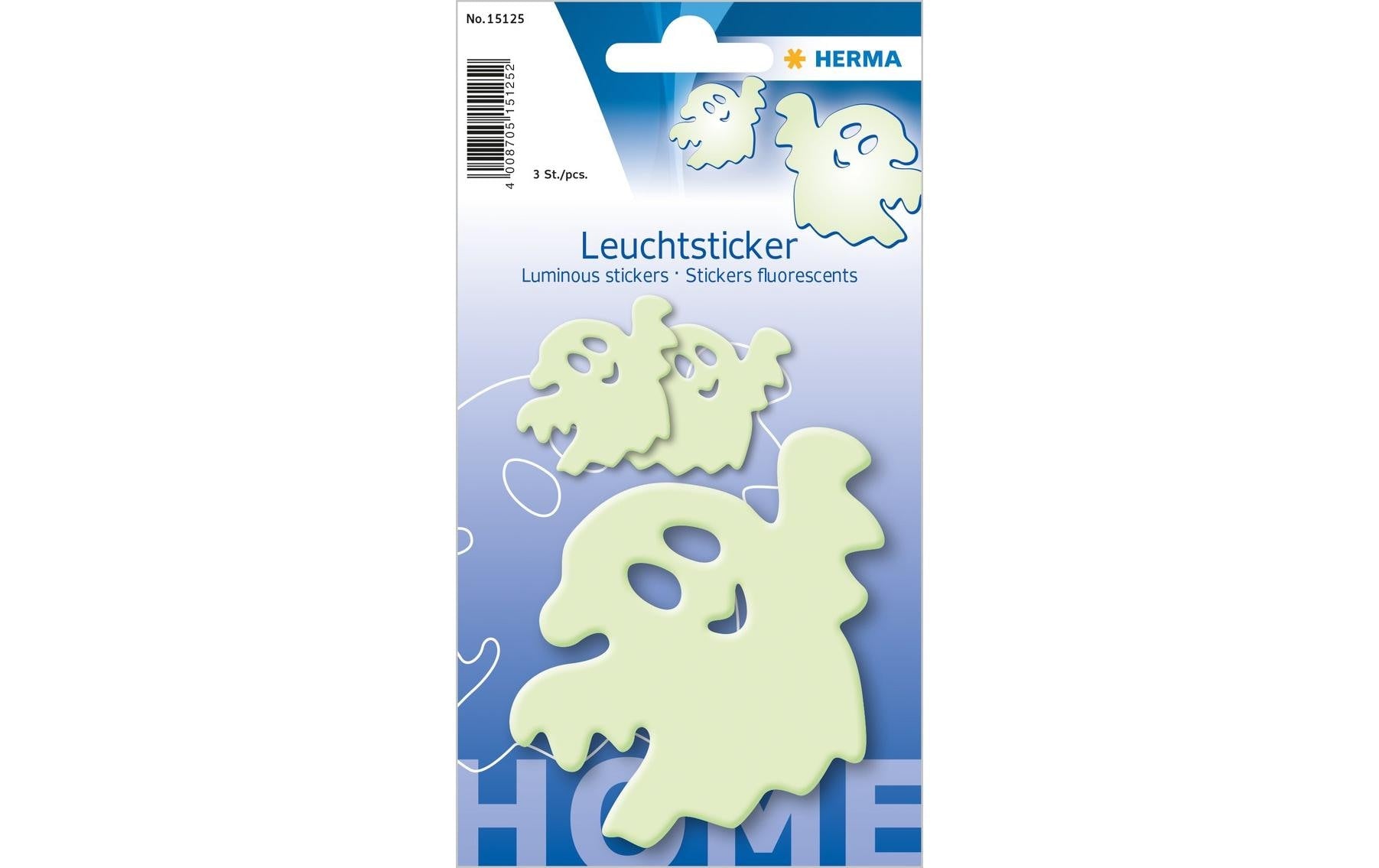 HERMA Leuchtsticker – Kleines Gespenst – 3 Stück – wiederablösbar – Gelb